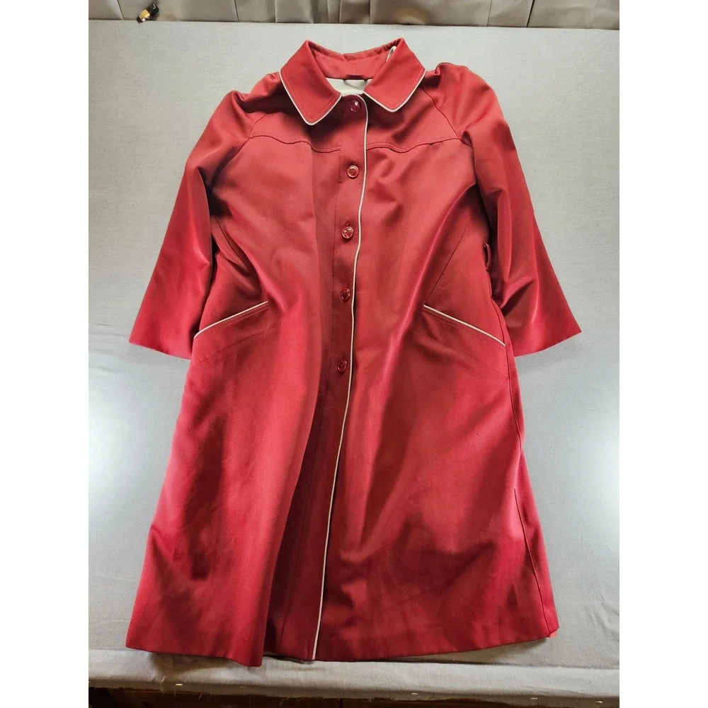 Vintage Rain Ramblers Red Trench Coat Removable Fleece Liner Size 20 Raglan